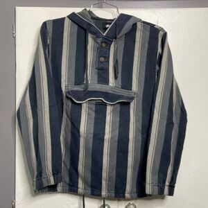 STUSSY Striped Pullover Anorak Baja Hoodie Medium